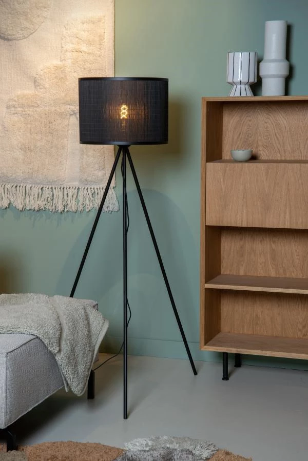 Lucide TAGALOG - Stehlampe - Ø 55 cm - 1xE27 - Schwarz - Atmosphäre 1